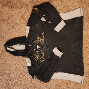 HARLEY-DAVIDSON WOMEN'S 1/4 BUTTON LONG SLEEVE HOODIE